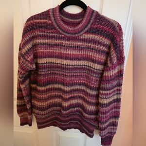 Sonoma Burgundy and Beige Striped Sweater